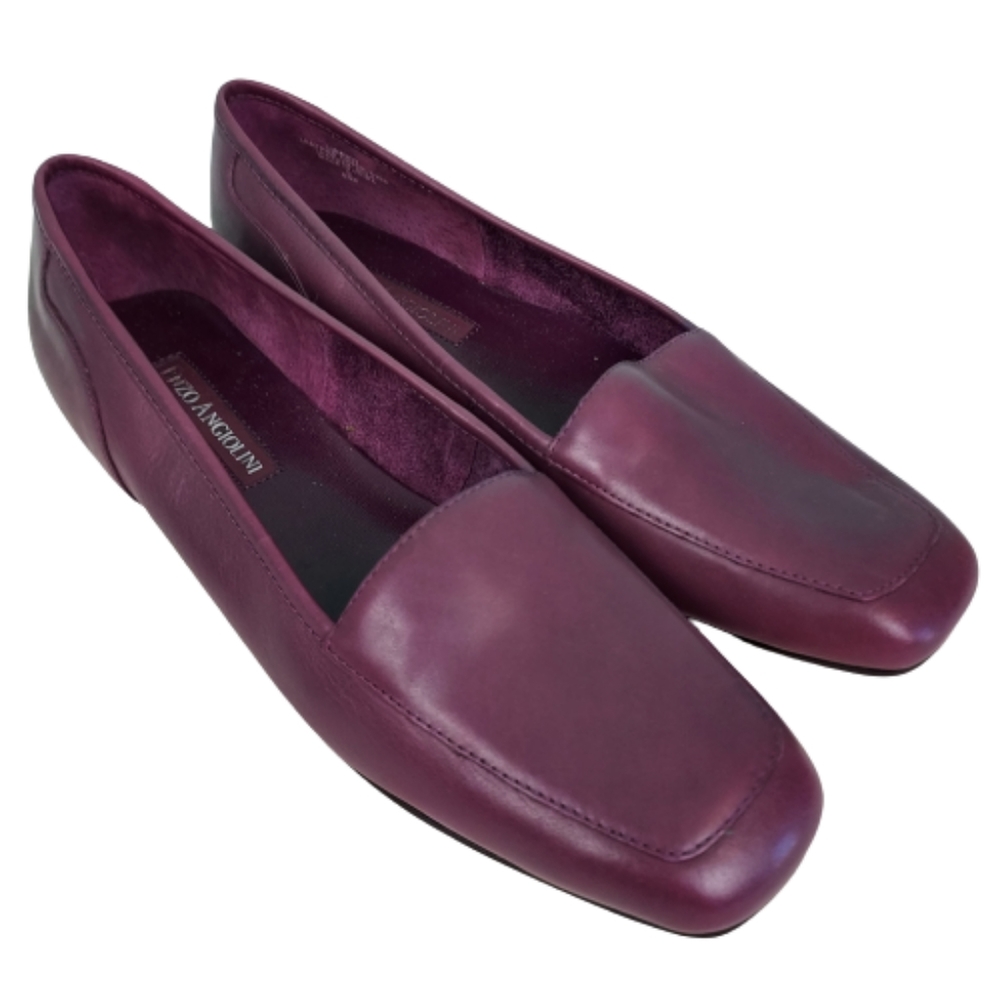 Enzo Angiolini purple leather flats, women's size 8, purple